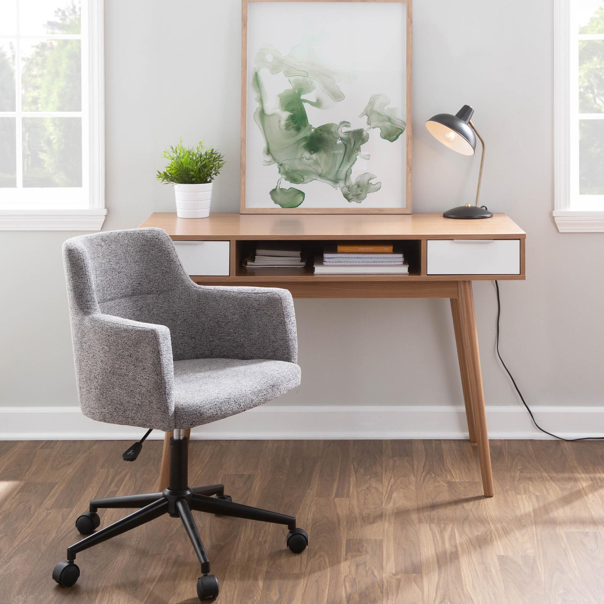 White mid century modern desk sales chair