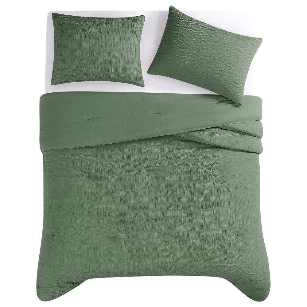 Pem America Crinkle Garment 3-Piece Full/Queen Comforter Set in Green, , large
