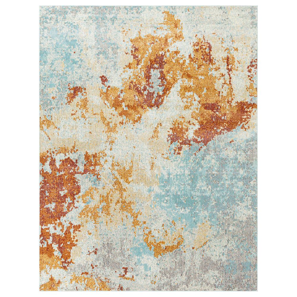 Surya Bodrum 7'10" x 10' Orange, Saffron, Gray and Blue Area Rug, , large