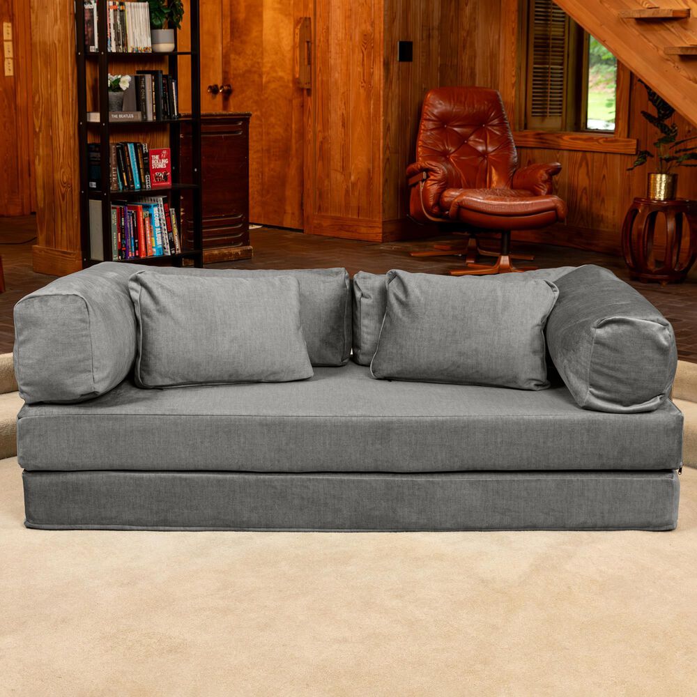 Jaxx Unsofa Stationary Loveseat in Elephant Dark Grey Velvet, , large