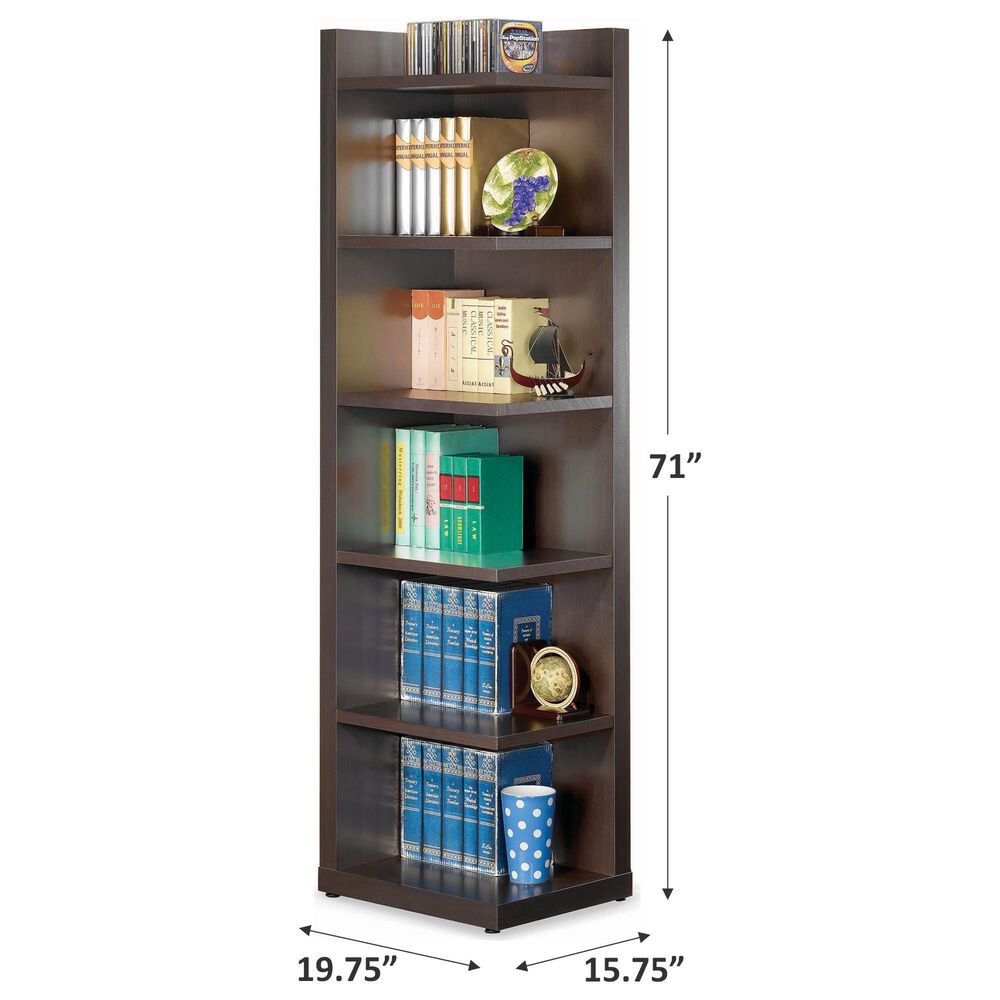 Pacific Landing Corner Bookcase in Cappuccino with Open Side, , large