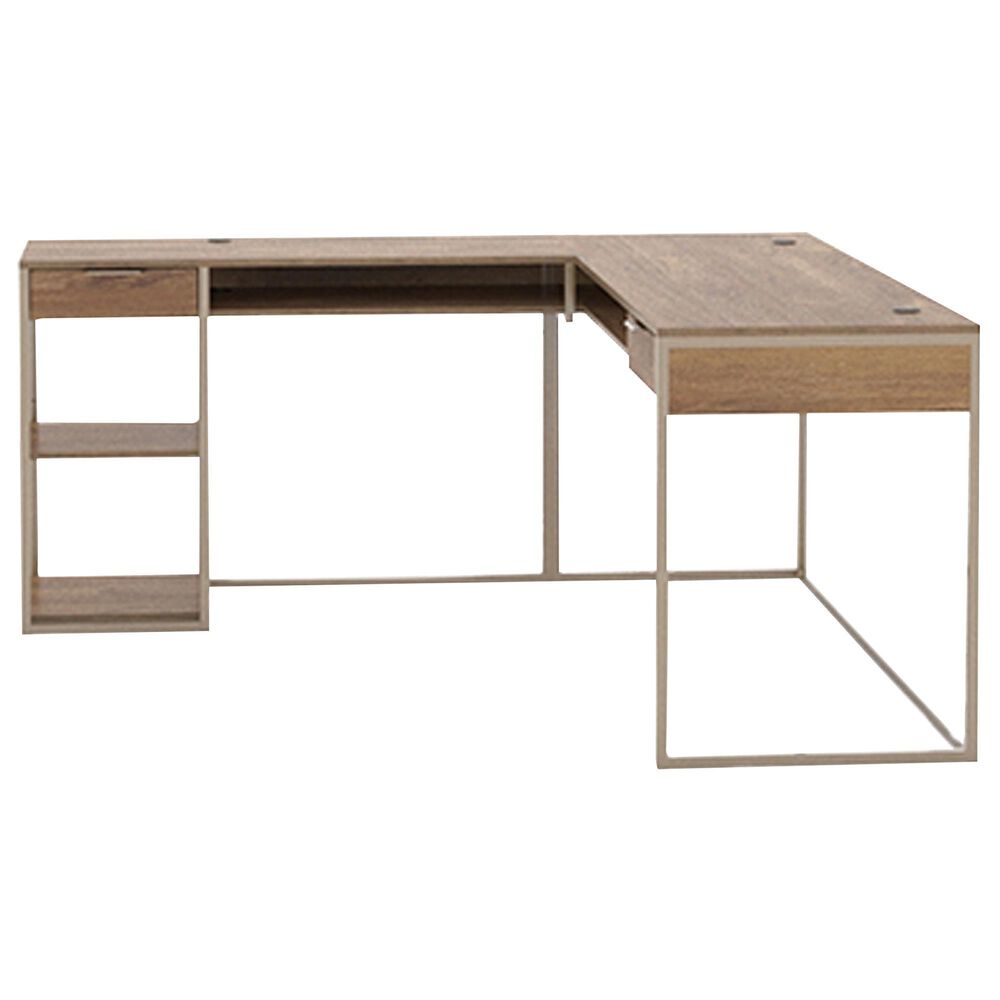 Sauder International Lux L-Shaped Desk in Sindoori Mango and Satin Gold, , large