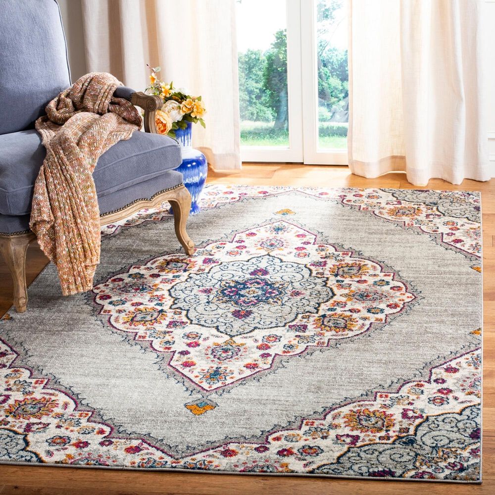 Safavieh Madison MAD153R 3&#39; x 5&#39; Light Grey and Fuchsia Area Rug, , large