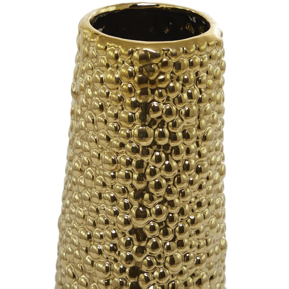 Maple and Jade Ceramic Decorative Vase with Bubble Texture in Glossy Gold, , large