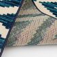 Central Oriental Terrace Tropic Scalene 6"7" x 9"6" White and Blue Area Rug, , large