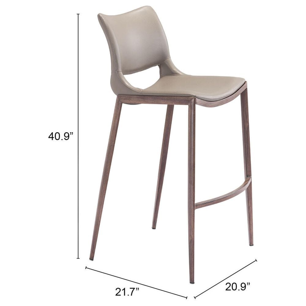 Zuo Modern Ace Bar Stool in Gray and Dark Brown &#40;Set of 2&#41;, , large