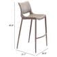 Zuo Modern Ace Bar Stool in Gray and Dark Brown (Set of 2), , large