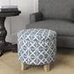 Kinfine Upholstered Ottoman in Blue and White, , large
