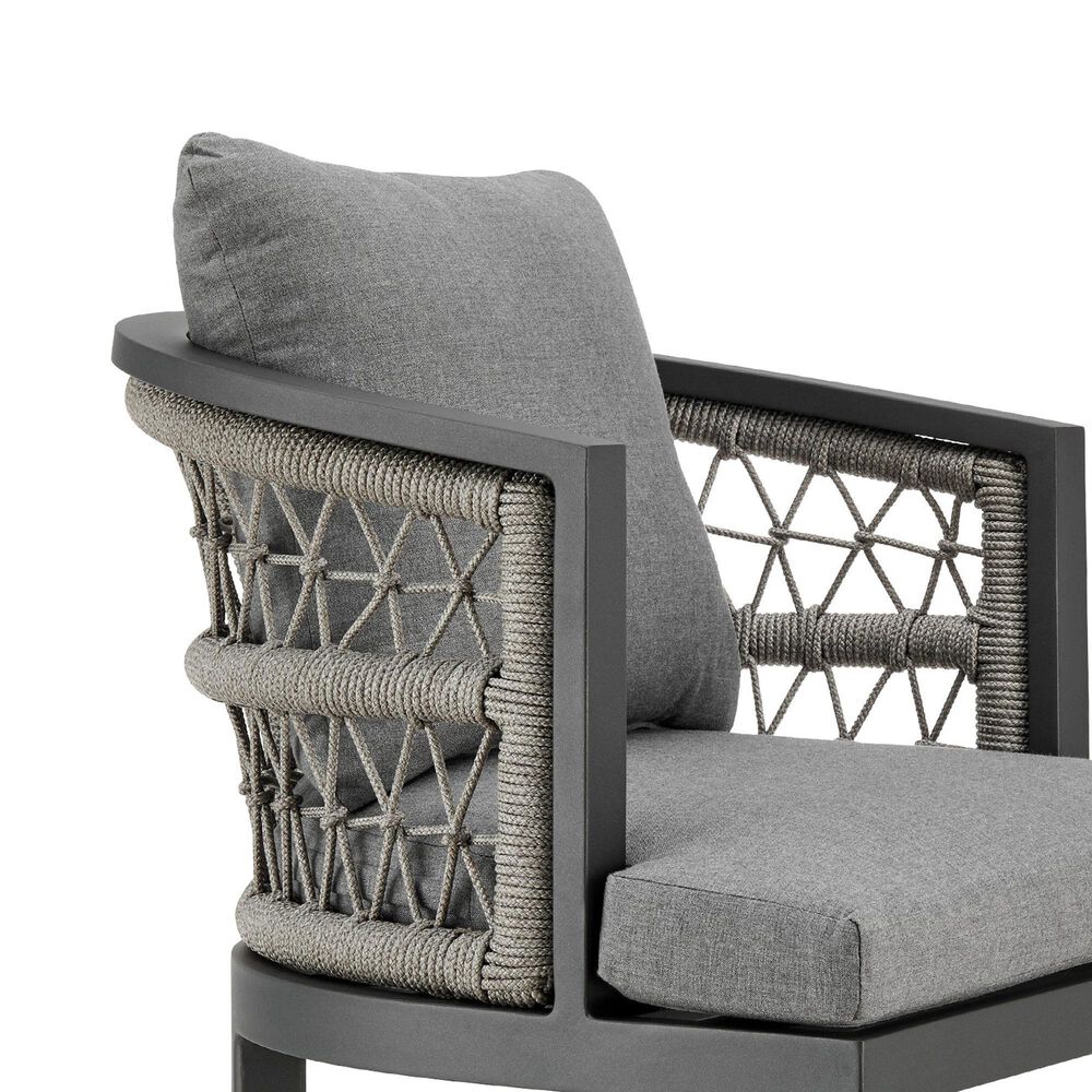 Armen Living Zella Patio Counter Height Bar Stool with Earl Gray Cushion in Gray, , large