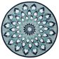 L&R Resources Sinuous Feathering Floral 6" Round Blue, Navy, Teal and White Area Rug, , large