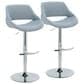 LumiSource Fabrico Swivel Adjustable Bar Stool with Blue Noise Fabric Upholstery and Rounded T Footrest in Chrome (Set of 2), , large