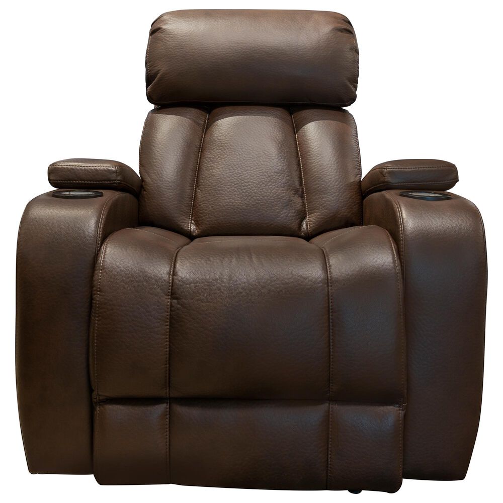 Aurora Furnishings Power Wall Recliner with Power Headrest in Baron Saddle, , large