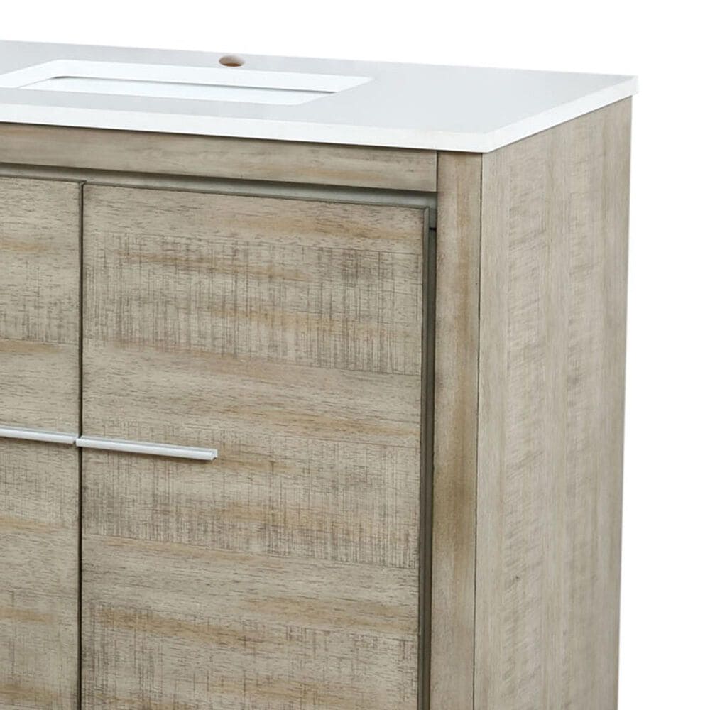 Lexora Home Lafarre 80&quot; Double Bathroom Vanity in Rustic Acacia with 2 cm White Cultured Marble Top and Rectangular Sinks, , large