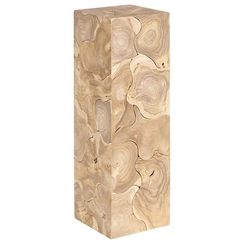 TimberHaus Teak Slice Large Square Pedestal in Bleached Teak, , large