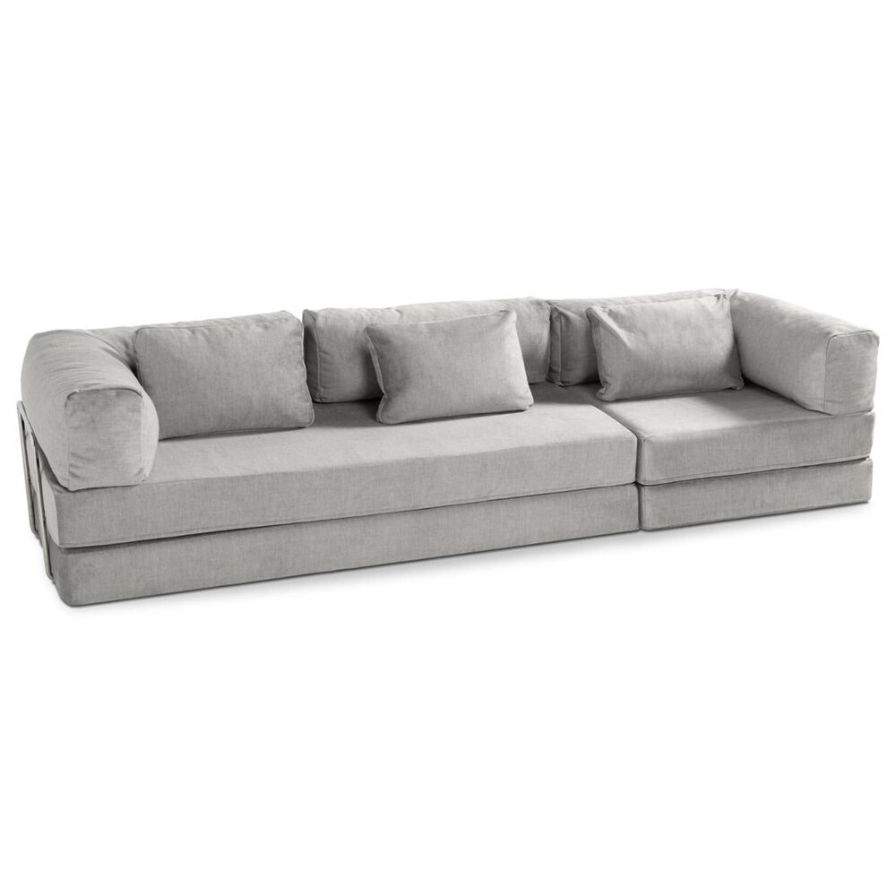 Jaxx Unsofa Stationary Sofa in Mouse Grey Velvet, , large
