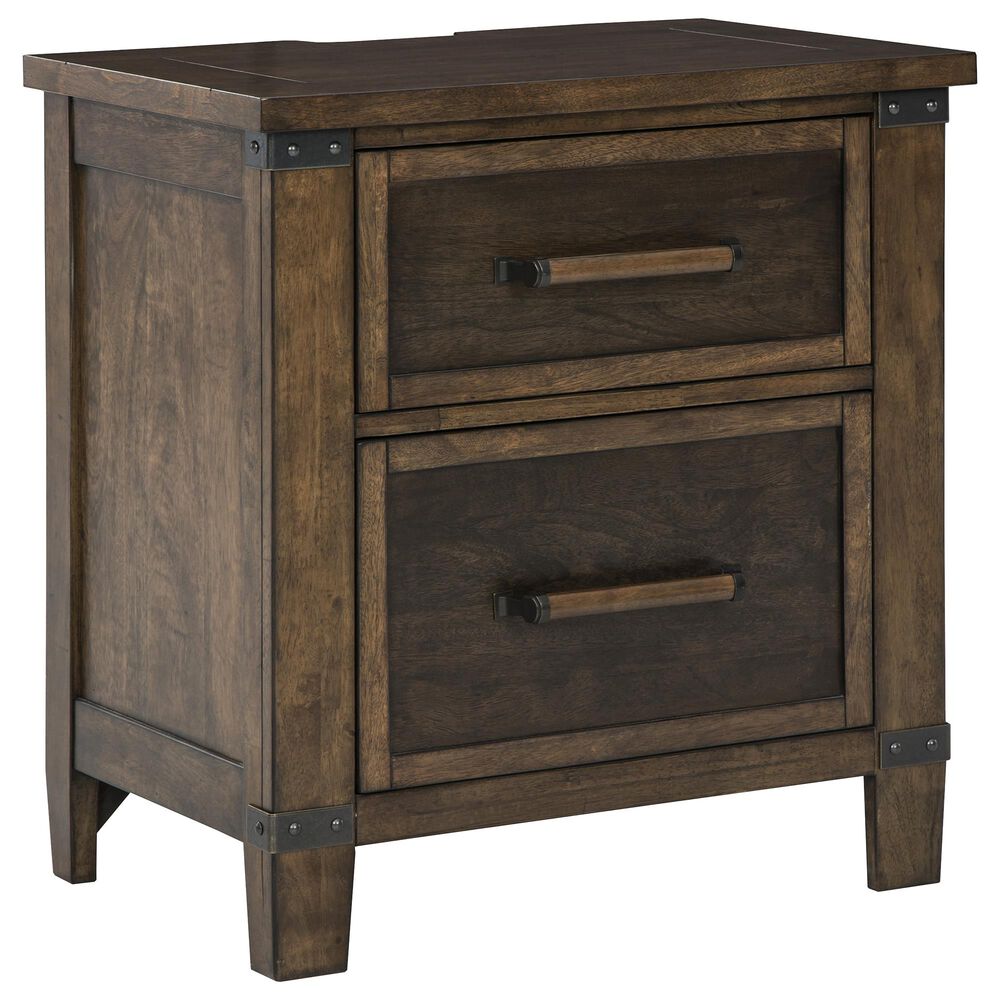 Signature Design by Ashley Wyattfield Nightstand in Walnut Brown and Dark Burnt, , large