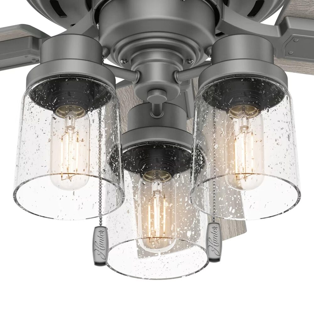 Hunter Hartland 44&quot; Ceiling Fan with LED Lights in Matte Silver, , large