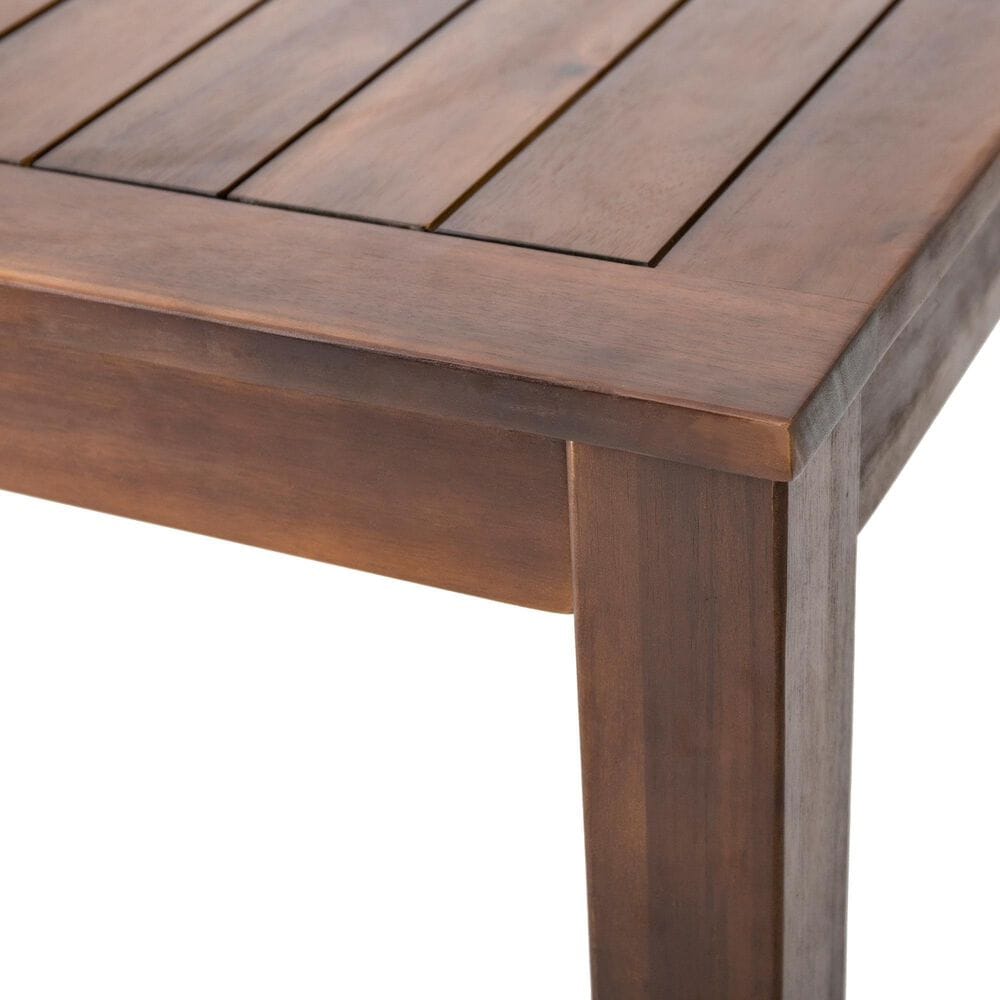 Hearth and Haven 3-Piece Outdoor Courtyard Table and Bench Set in Dark Brown, , large