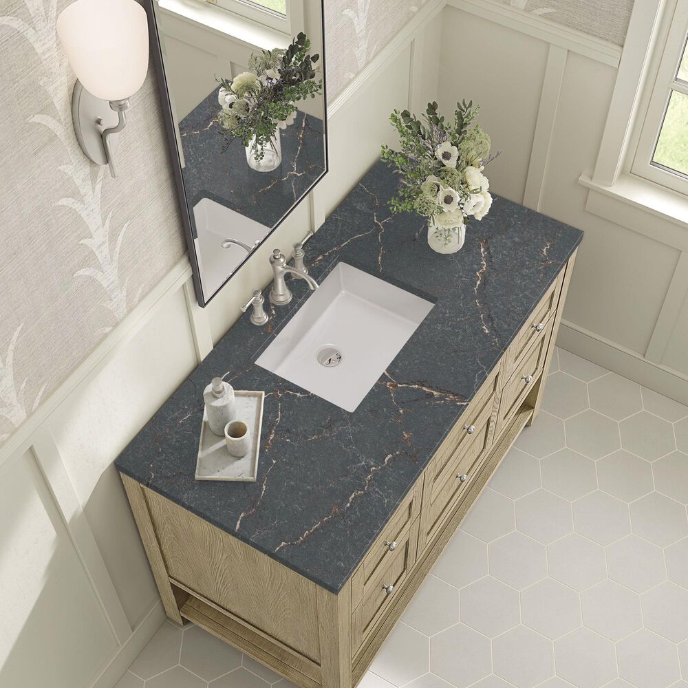 James Martin Vanities Breckenridge 48&quot; Single Vanity in Whitewashed Oak with 3 cm Parisien Bleu Quartz Top, , large