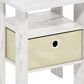 HOMLUX USB and Type-C Port Charging Station End Table with Ivory Storage Bin in Marble White, , large