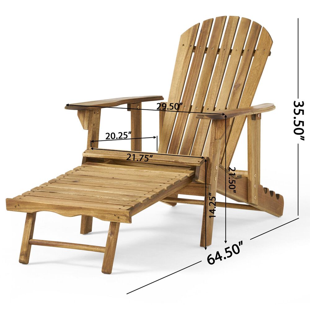 Noble House Hayle Patio Adirondack Chair in Natural Stained &#40;Set of 2&#41;, , large