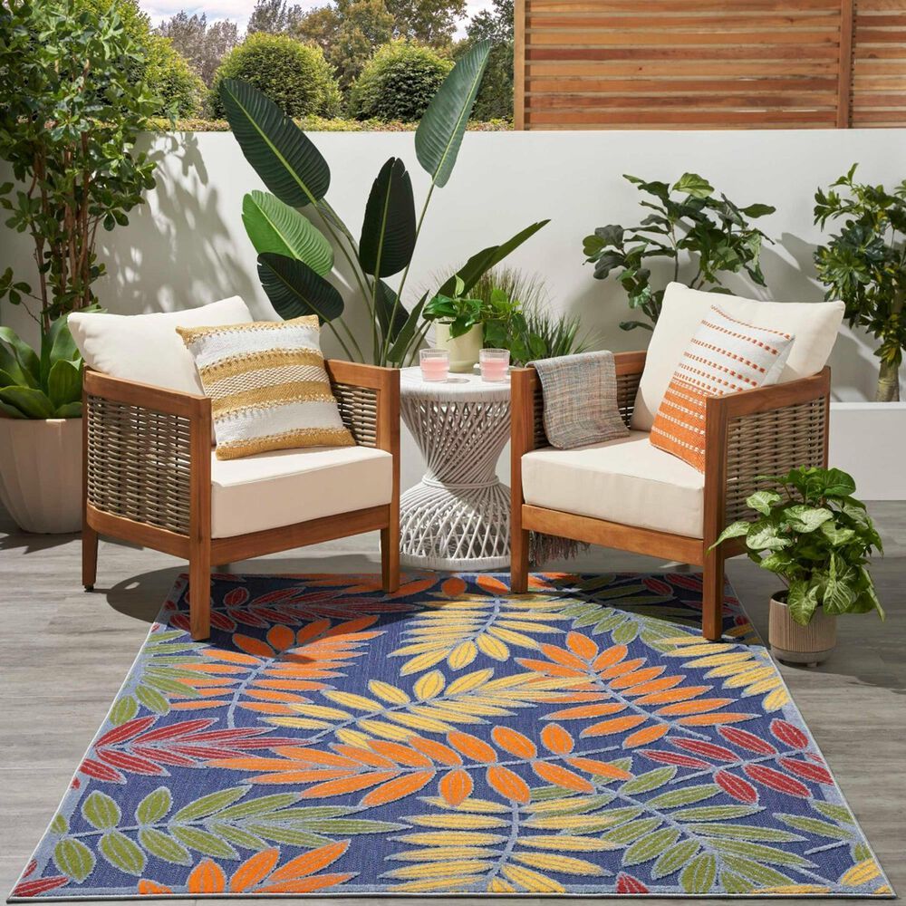 Nourison Aloha ALH18 3&#39;6&quot; x 5&#39;6&quot; Navy and Multicolor Indoor/Outdoor Area Rug, , large