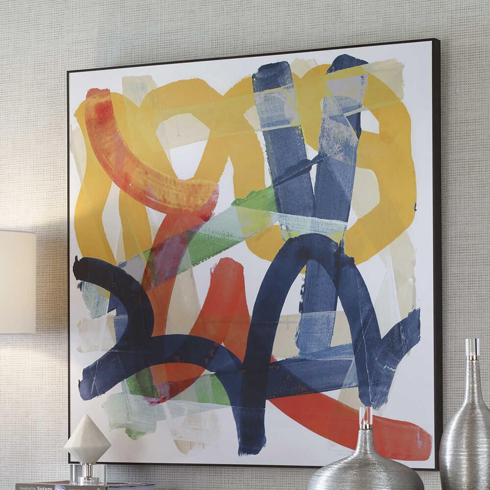 Uttermost Midtown 39&quot; x 39&quot; Framed Print in Mustard, Lime, Navy and Denim, , large