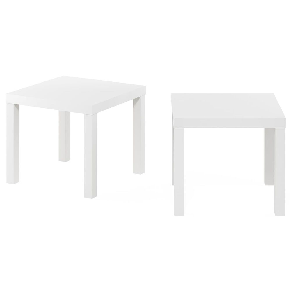 HOMLUX Classic Homey Square End Table in White (Set of 2), , large