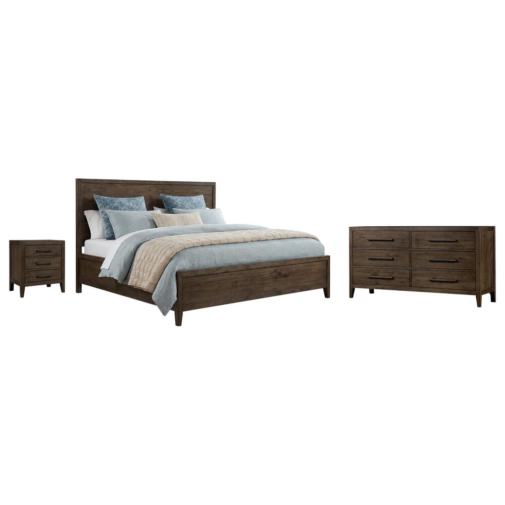 Hawthorne Furniture Norwich King Platform Panel Bed with Dresser and Nightstand in Dark Rustic Oak, , large