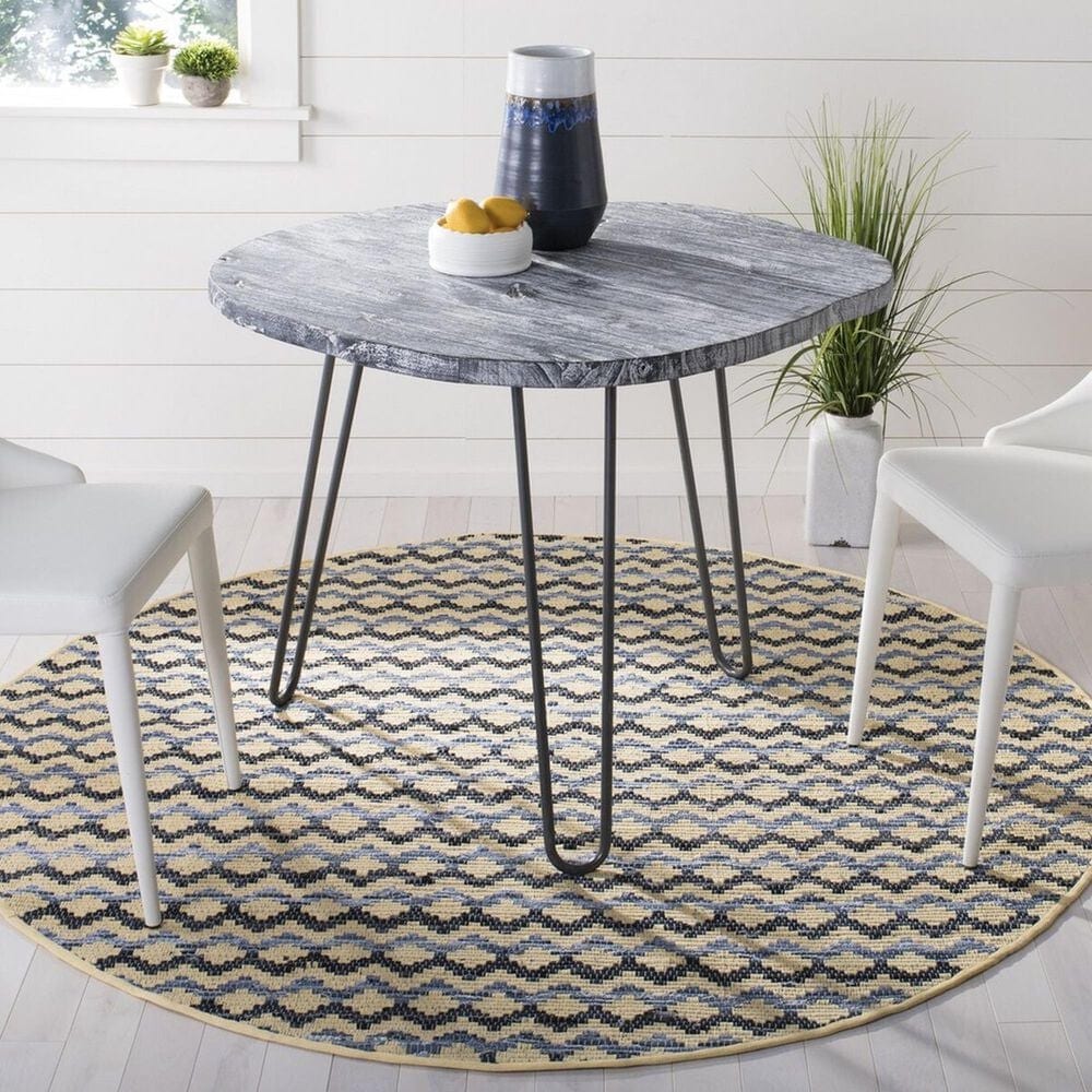 Safavieh Montauk 4&#39; Round Gold, Blue and Black Area Rug, , large