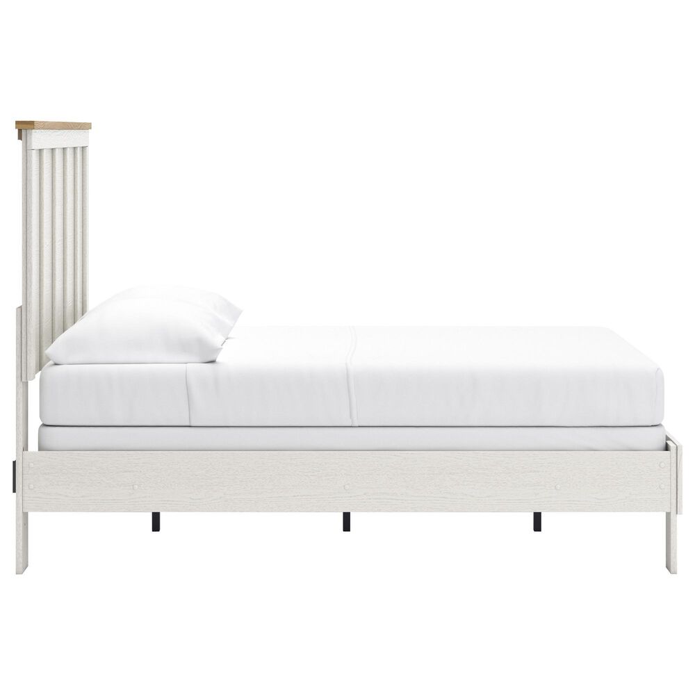 Ashley Linnocreek Full Panel Bed in White and Warm Brown, , large