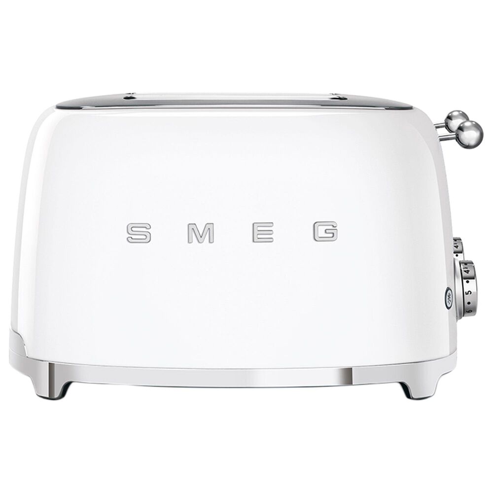 SMEG 4-Slice Retro Style Toaster with 2 Crumb Tray in White and Stainless Steel, , large