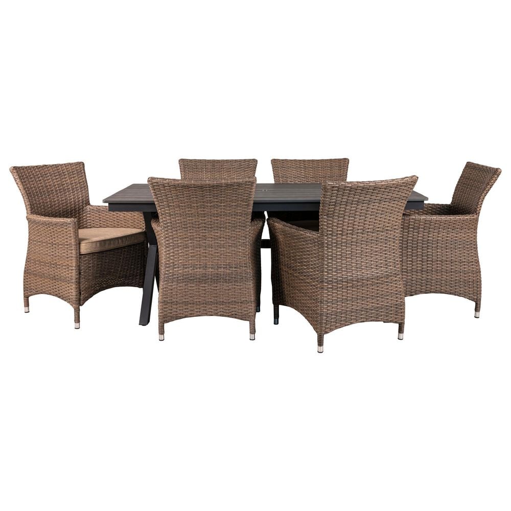 Global Note Collections 7 Piece Bella Patio Dining Set in Beige, , large