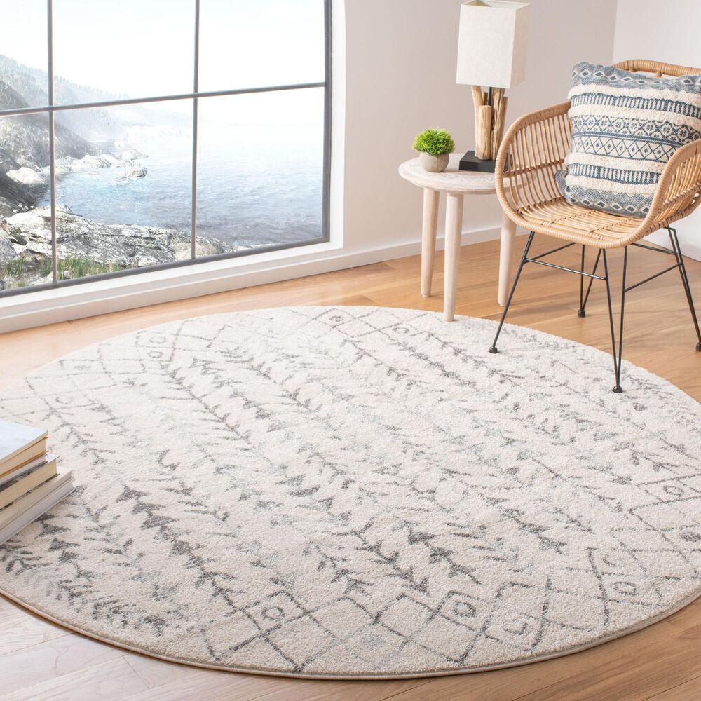 Safavieh Tulum TUL262A 6&#39;7&quot; Round Ivory and Grey Area Rug, , large