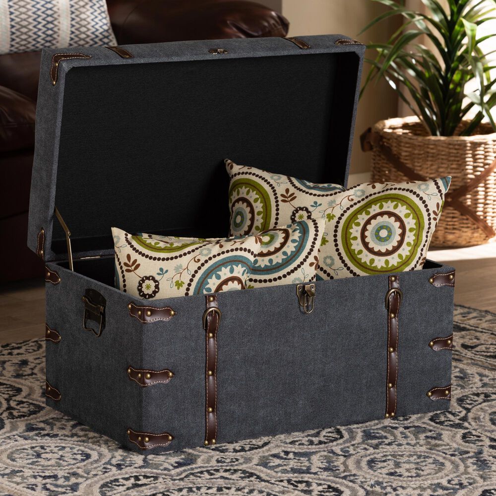 Baxton Studio Palma Storage Trunk Ottoman in Grey, , large