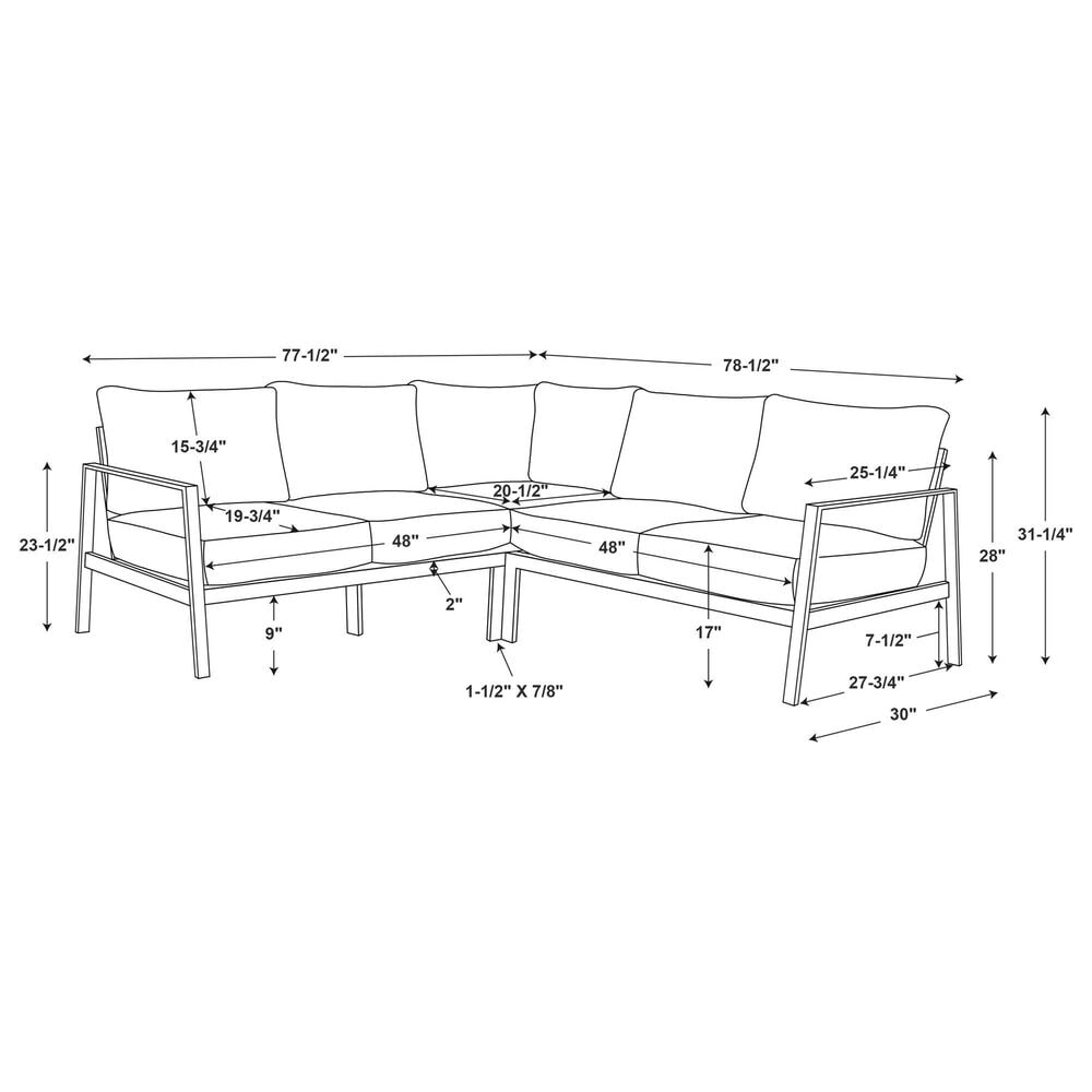 Linon Home Decor Holland 2-Piece Outdoor Sectional Sofa with Black Upholstery in Black, , large