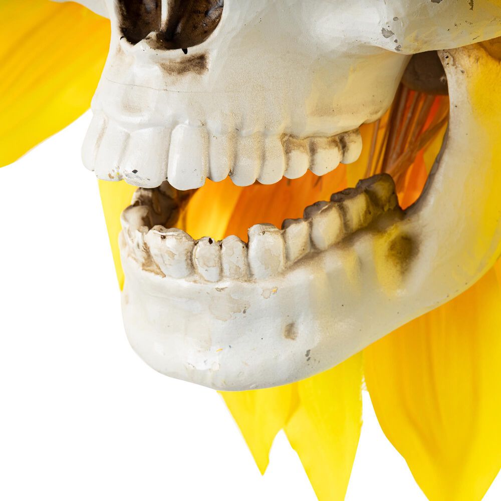 The Gerson Company Solar Lighted Halloween Sunflower with Skull Yard Stake in Assort, , large