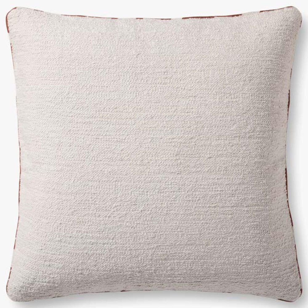 Loloi Elara 22" Square Throw Pillow in White, Chestnut and Beige, , large