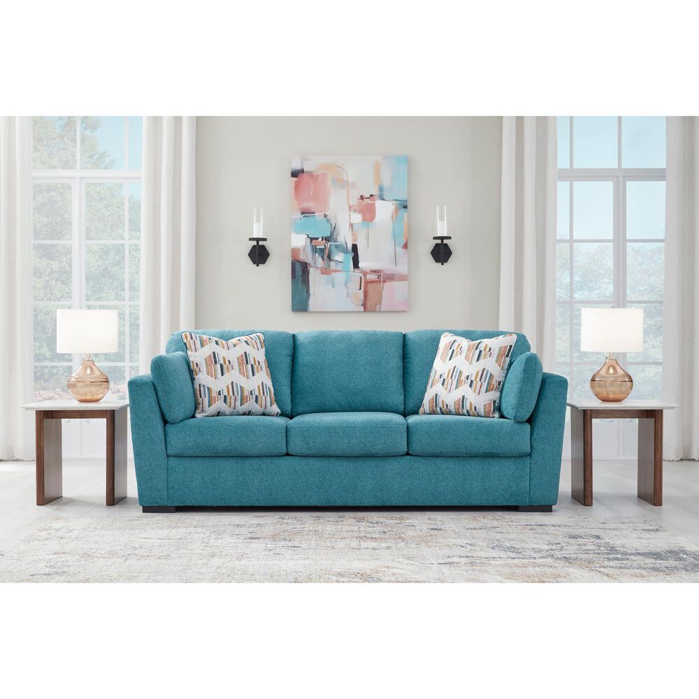 Ashley Keerwick Stationary Queen Sofa Sleeper in Teal, , large