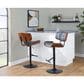 Lumisource Lombardi Swivel Adjustable Barstool with Grey Cushion in Black and Walnut, , large