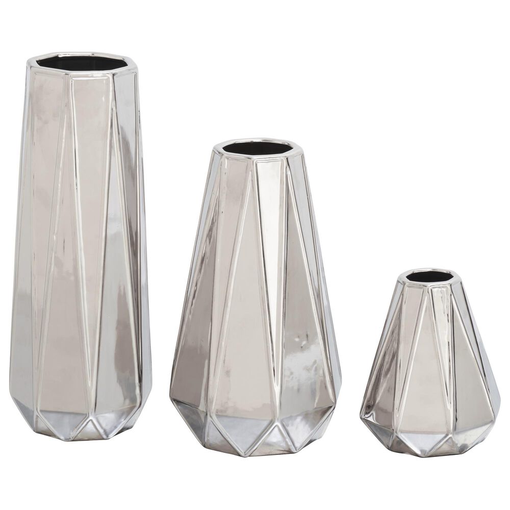 Maple and Jade Assorted Large Vases in Silver (Set of 3), , large