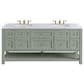 James Martin Vanities Breckenridge 72" Double Bathroom Vanity in Smokey Celadon with 3 cm Carrara White Marble Top and Rectangular Sinks, , large