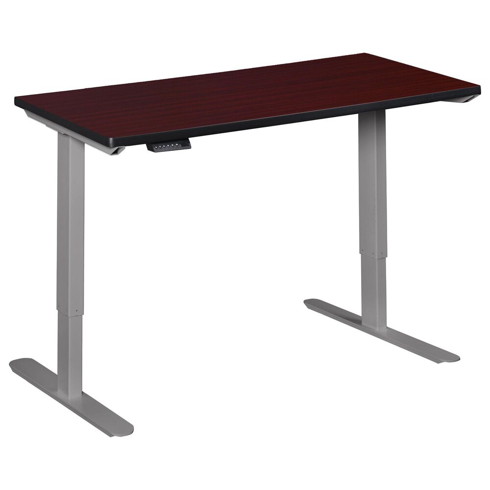Esteem 72" Adjustable Power Desk in Mahogany/Grey, , large