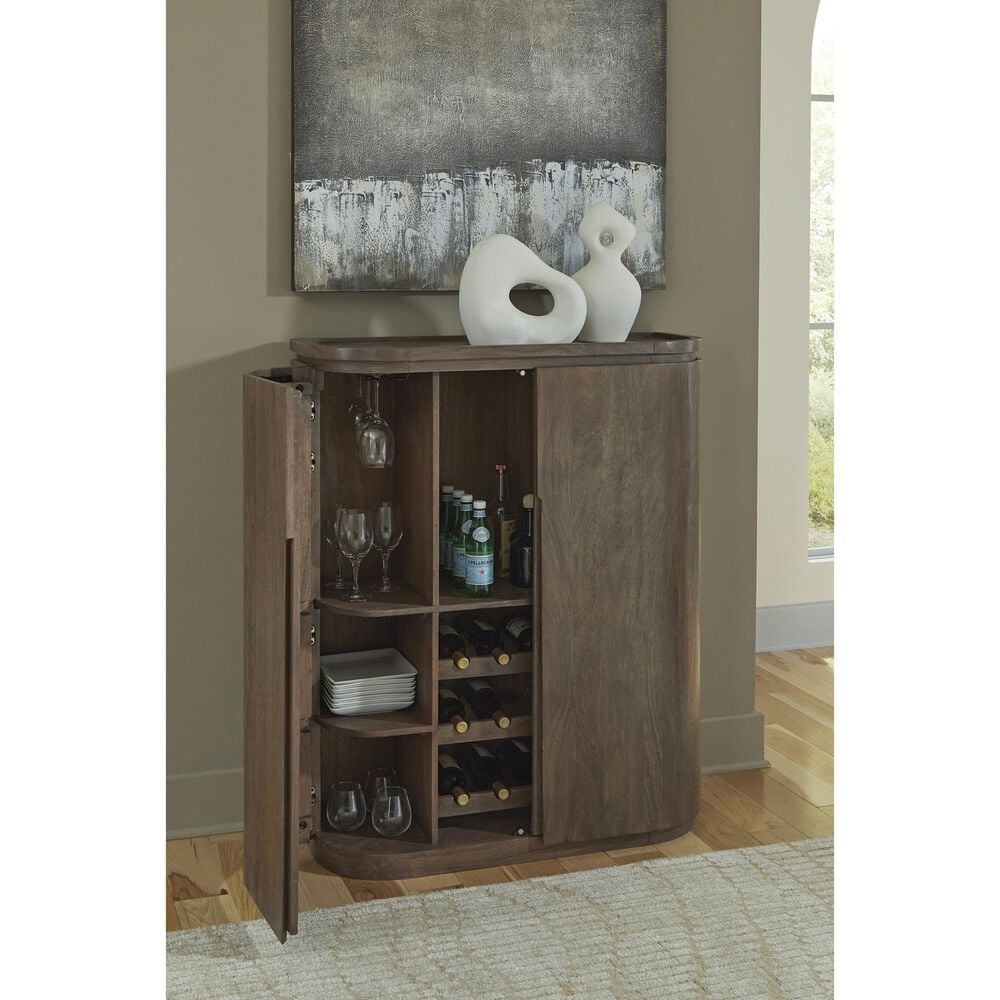 Ashley Landermont Bar Cabinet in Medium Brown, , large
