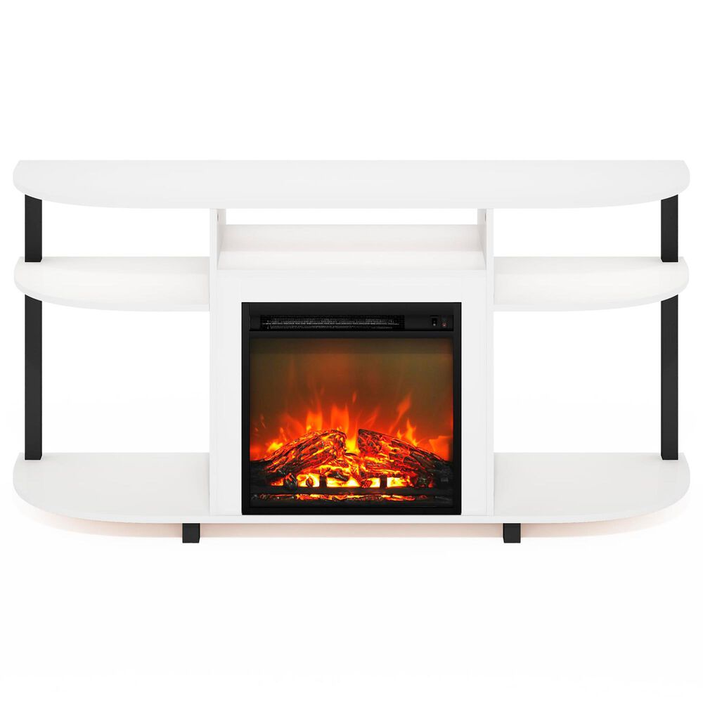 HOMLUX 47" Curved TV Stand with Electric Fireplace in White and Black, , large