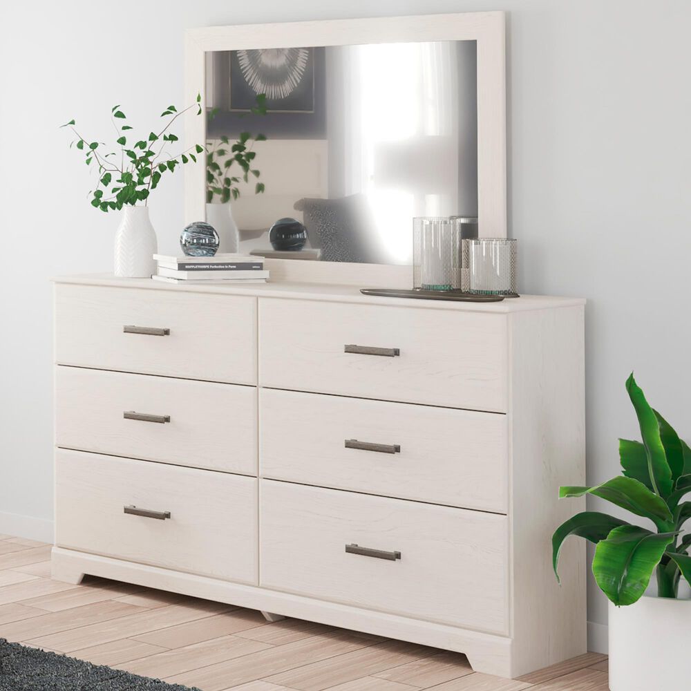 Ashley Stelsie 6 Drawer Dresser and Mirror in White, , large