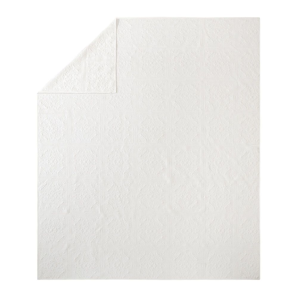 Peking Handicraft Solid Stitch 3-Piece King Bedspread Set in White, , large