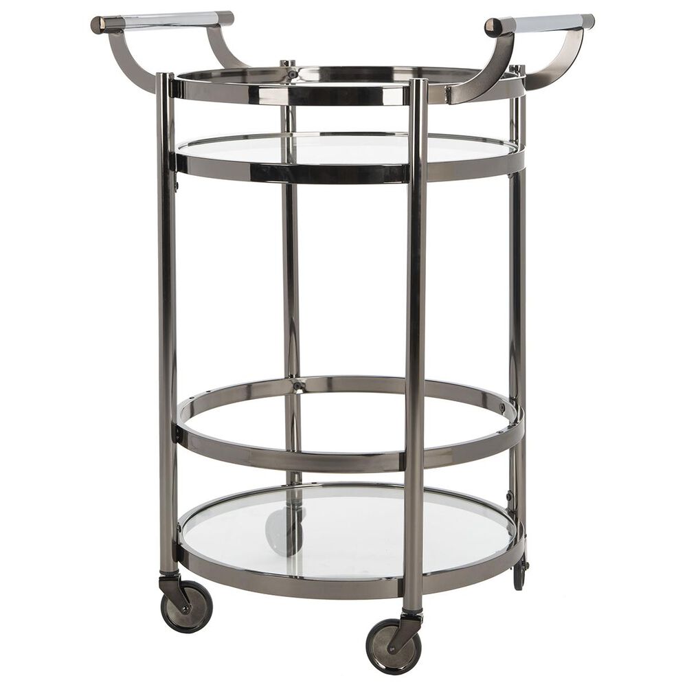 Safavieh Sienna 2-Tier Round Bar Cart in Black Nickel, , large