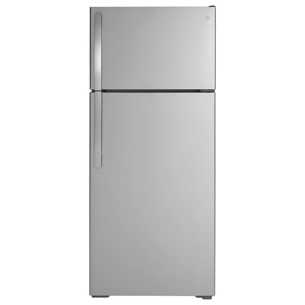 GE Appliances 17.5 Cu. Ft. Freestanding Top Freezer Refrigerator in Stainless Steel, , large