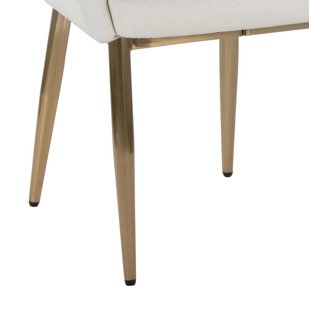 LumiSource Renee Arm Chair with White Faux Leather Cushion in Gold (Set of 2), , large